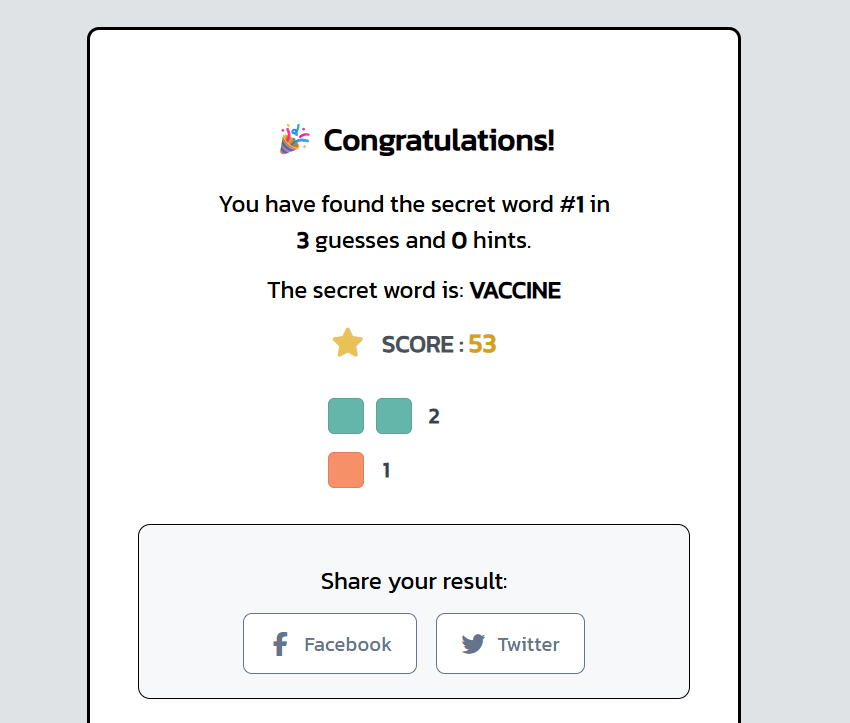 Win the game and see your score